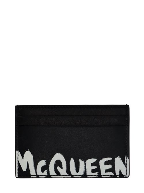 Black/white leather Graffiti print cardholder from Alexander McQueen ALEXANDER MCQUEEN | 6021441NT7B1070